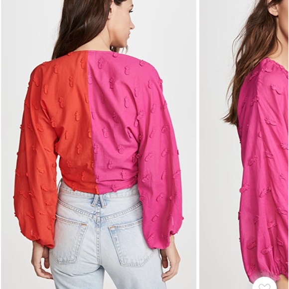 NWT Farm Rio pineapple color block blouse - Picture 2 of 3